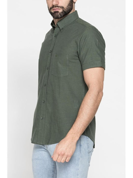 Carrera Jeans Men's Shirt Short Sleeve Cotton Dark Green