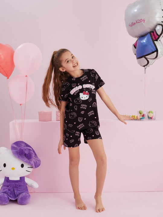 Hello Kitty Παιδική Πιτζάμα Καλοκαιρινή Μαύρο