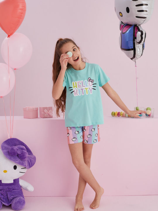 Hello Kitty Pijama pentru copii De vară Din bumbac Pistachio Hello Kitty Pijama pentru copii De vară Din bumbac Pistachio