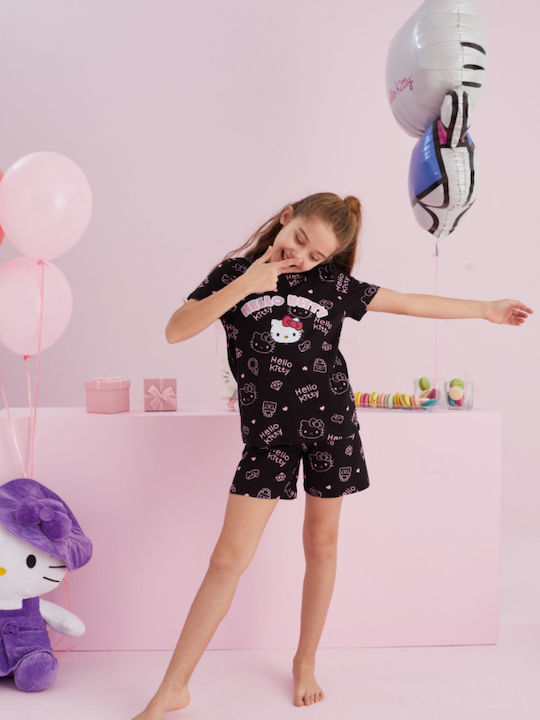 Hello Kitty Παιδική Πιτζάμα Καλοκαιρινή Μαύρο