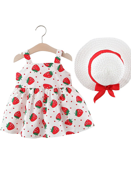 TakTakBaby Kids Dress Set with Accessories Sleeveless White/Red