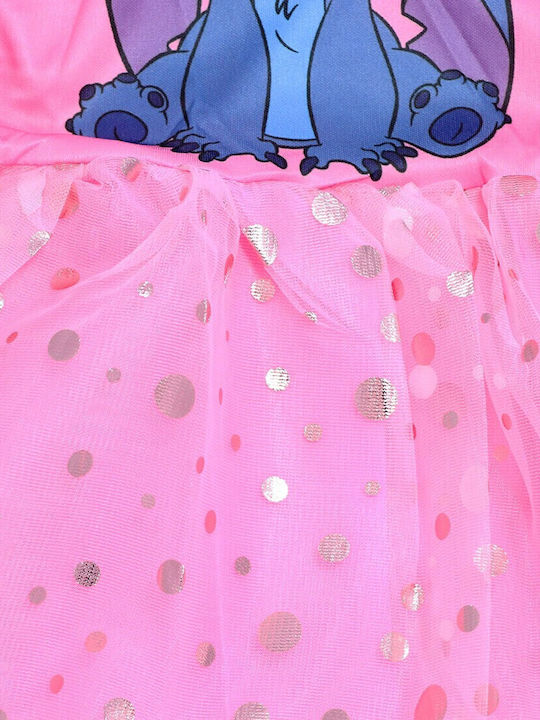 Lilo & Stitch Girls Dress Short Sleeve Tulle Pink