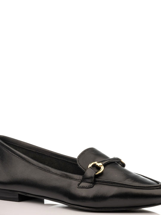 A.NI.MA Leather Women's Loafers in Black Color