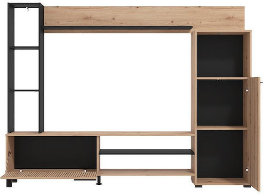 Wohnzimmer TV-Einheit Black mit Beleuchtung L208xB33xH158cm