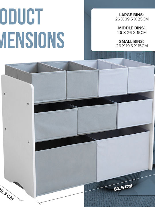 Sistem de Depozitare Jucării din Lemn Alb 82.5x29.3x60cm 1buc