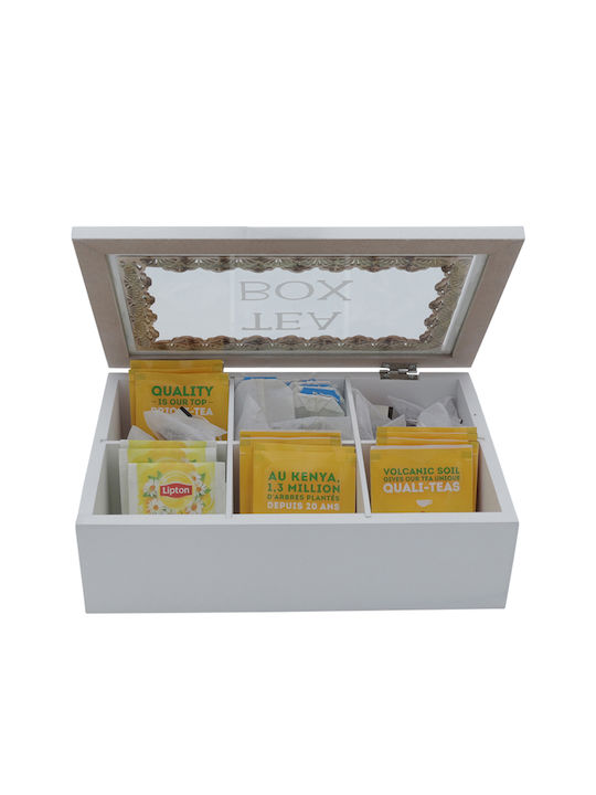 Uncle George Tea Storage Box with Lid Wooden White 15x7x23cm 1 Piece