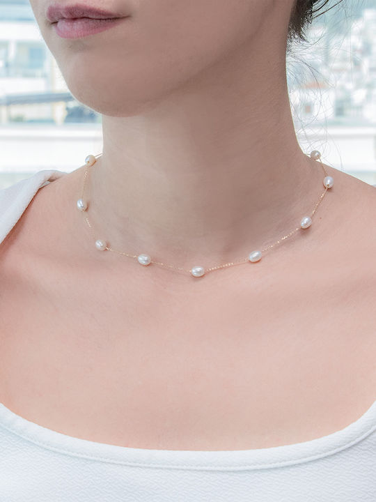 Margaritari Set cu Colier & Cercei din Aur 14K cu Perle