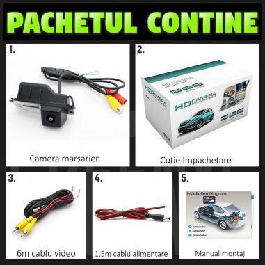 Camera de backup HD cu vedere pe timp de noapte Starlight pentru Ford Focus Mk3 Fiesta în mânerele ușii portbagajului