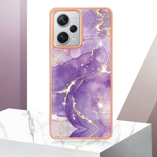 5g Global Electroplating Marble Umschlag Rückseite Silikon / Kunststoff Lila (Redmi Note 12 Pro+)