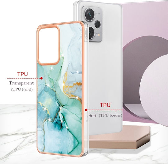 5g Global Electroplating Marble Back Cover Σιλικόνης / Πλαστικό Πράσινο (Redmi Note 12 Pro+)