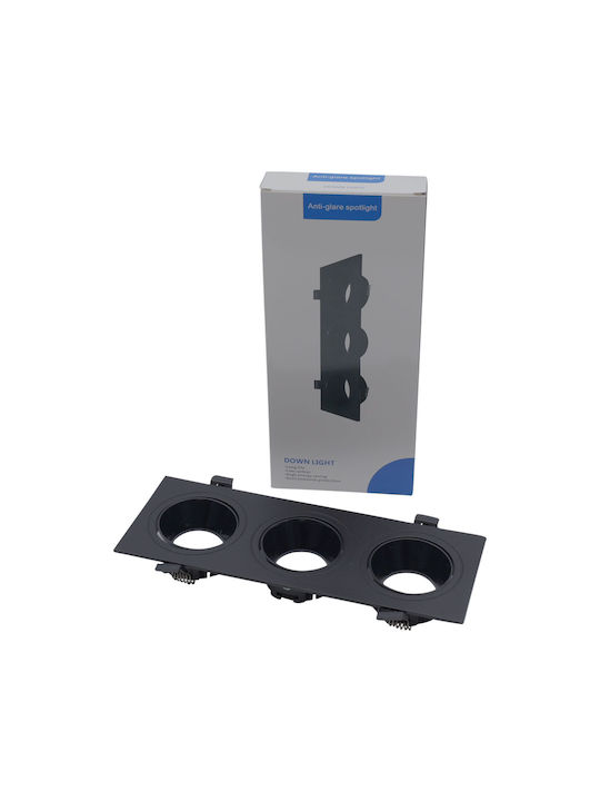 Uncle George Rechteckig Metallisch Rahmen für Spots GU10 Schwarz 25x9cm. 1Stück
