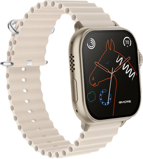 Rubicon RNCF17 42mm Smartwatch με Παλμογράφο (Μπεζ)