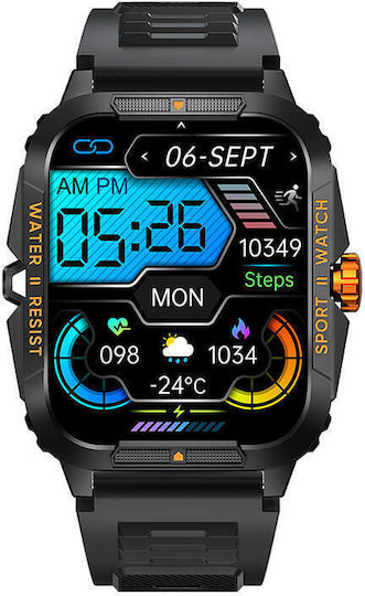 Colmi P76 Smartwatch with Heart Rate Monitor (Black & Orange)