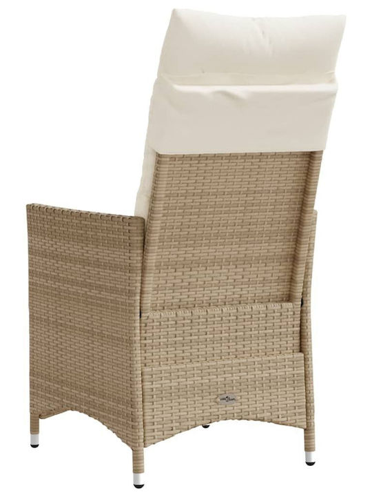 Fotoliu de exterior Rattan Bej cu pernă 2buc 49x50.5x92cm