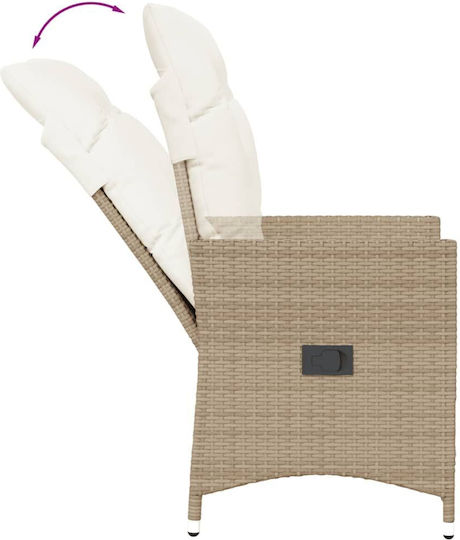 Outdoor-Sessel Rattan Beige mit Kissen 2Stück 49x50.5x92εκ.