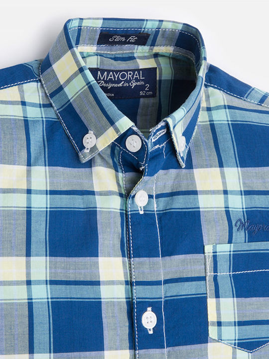 Mayoral Kids Checked Shirt Blue