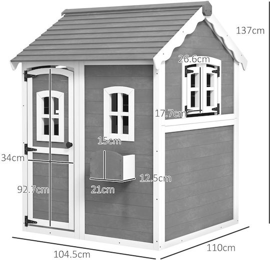 Outsunny Παιδικό Σπιτάκι Κήπου Γκρι 104.5x110x137εκ.