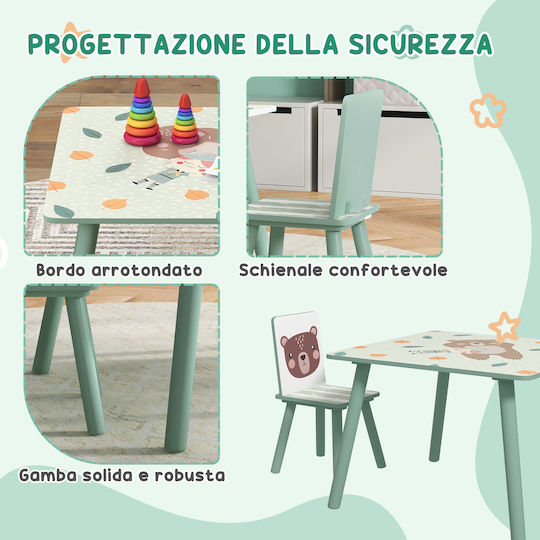 Kids Table and Chairs Set Green Zonekiz