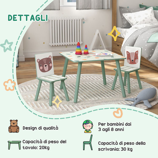 Kids Table and Chairs Set Green Zonekiz