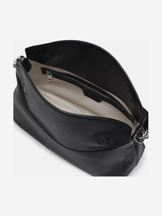 Leder Damentasche Schultertasche Schwarz