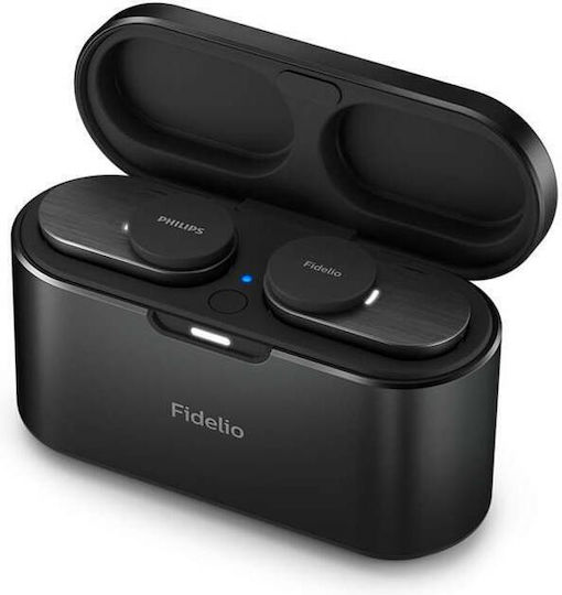 Philips Fidelio T1 In-ear Bluetooth Handsfree Ακουστικά με Αντοχή στον Ιδρώτα και Θήκη Φόρτισης Μαύρα