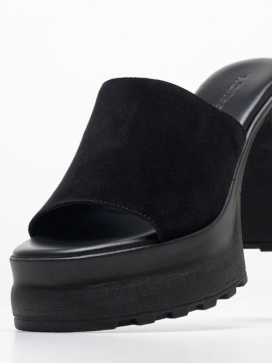 Mortoglou Heel Leather Mules Black