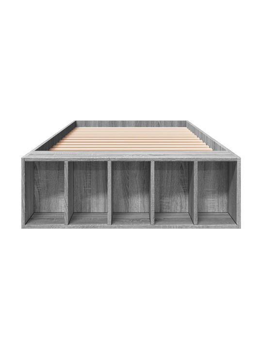 Suport Pat Single Din Lemn Gri Cu Plăci Pentru Saltea 100x200cm