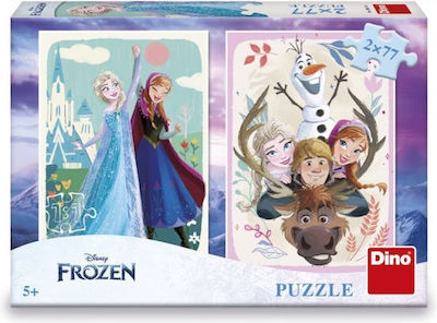 Dino Frozen Anna Elsa 2x77 Pieces Puzzle Dino 38619