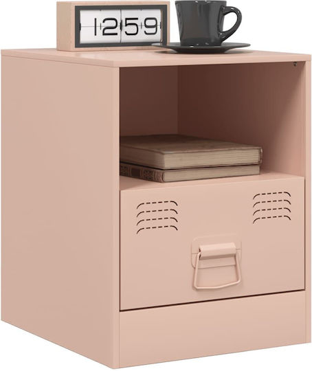 Metal Bedside Tables Pink Set of 2 34.5x39x44cm