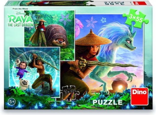 Dino și prietenii săi puzzle 3x55 piese Dino 33534