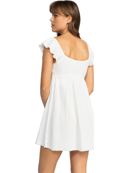 Luna Καλοκαιρινό Mini Φόρεμα με Βολάν White