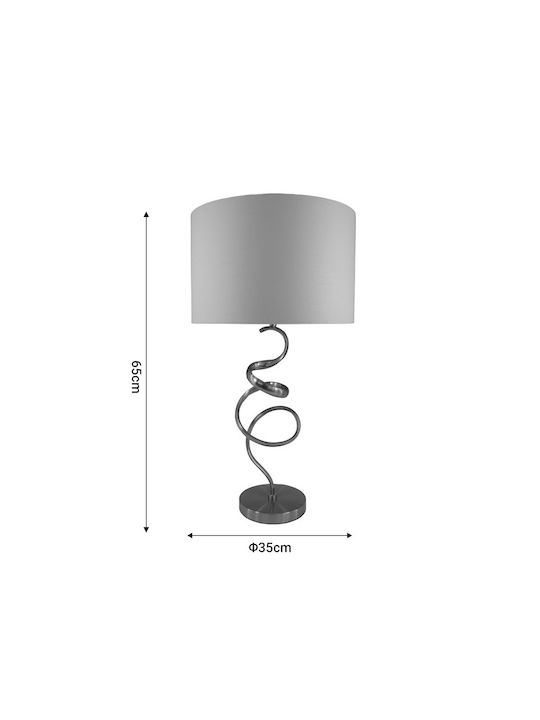 Inart Stoff Tischlampe für Fassung E27 mit Weiß Schirm und Gold Basis