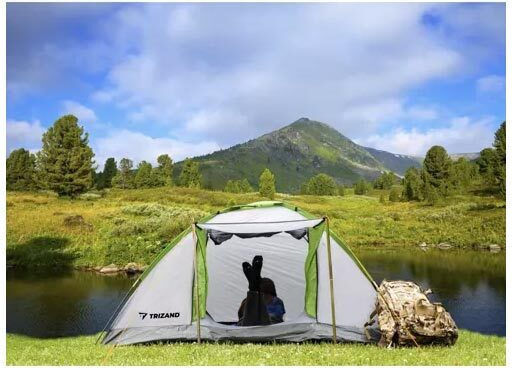 Trizand Χειμερινή Σκηνή Camping Igloo Ορειβασίας Γκρι για 4 Άτομα Αδιάβροχη 5000mm 200x200x110εκ.