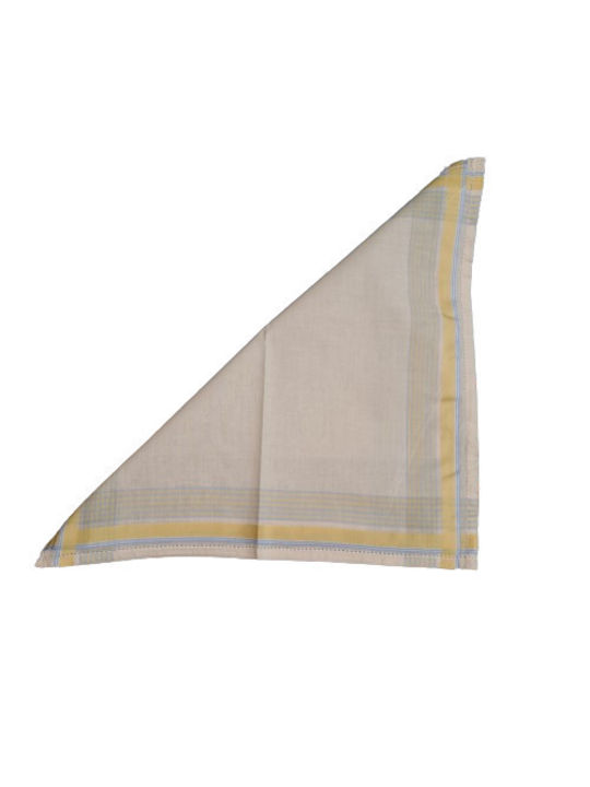 Women's Pocket Handkerchief Cotton ecru/beige soft with cyan stripe