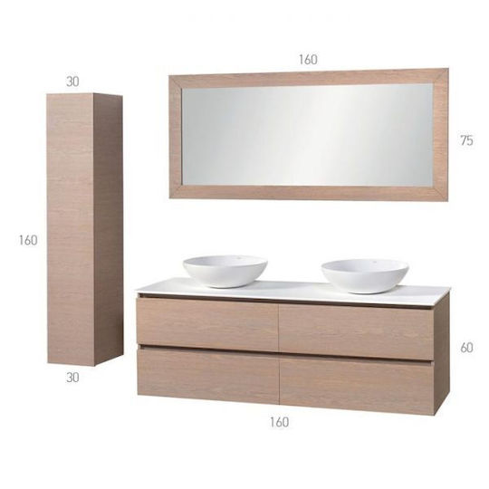 Mabo Шкаф Шкаф без Мивка, със Огледало & Колона Without sink