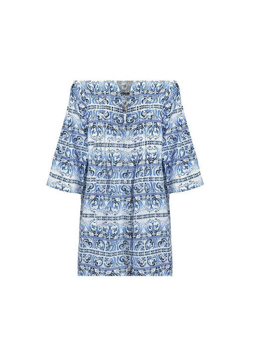 Ble Resort Collection Women's Caftan Beachwear Blue