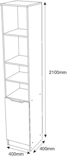 Библиотека Подов Сив 40x40x210см