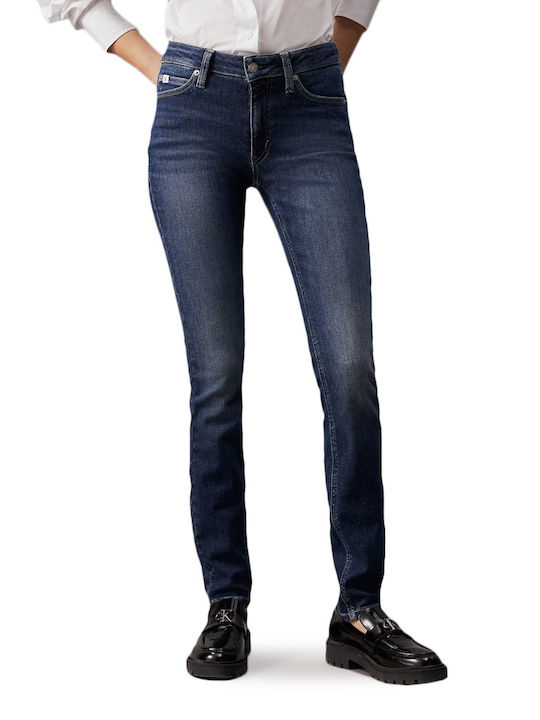 Calvin Klein Damenjeanshose Mittlere Taille in Enger Passform Blue