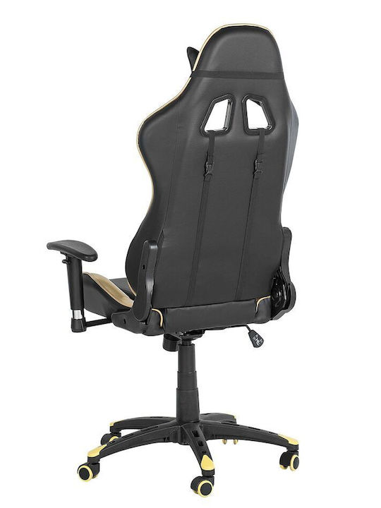 Beliani Knight Καρέκλα Gaming Δερματίνης με Ρυθμιζόμενα Μπράτσα Μαύρο / Χρυσό