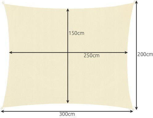 Rechteckig Sonnensegel Ecru 2x3m 180gr/m²