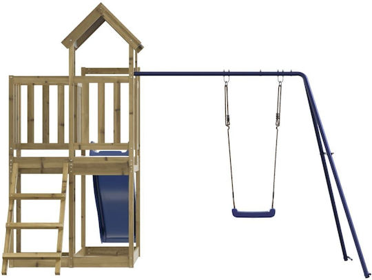 vidaXL Holzturm mit Kletterfläche Braun