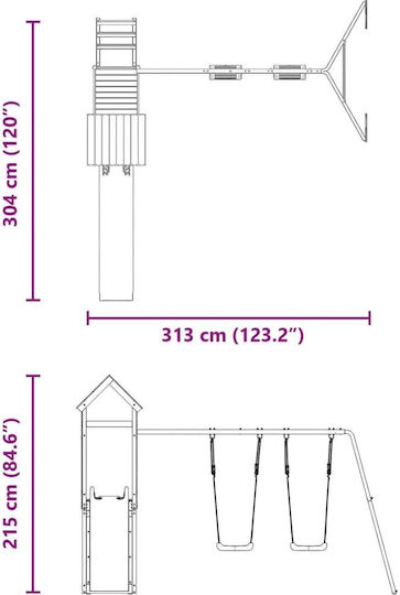 vidaXL Holzturm mit Kletterfläche Braun