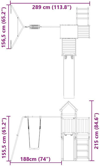 vidaXL Holzturm mit Kletterfläche Braun