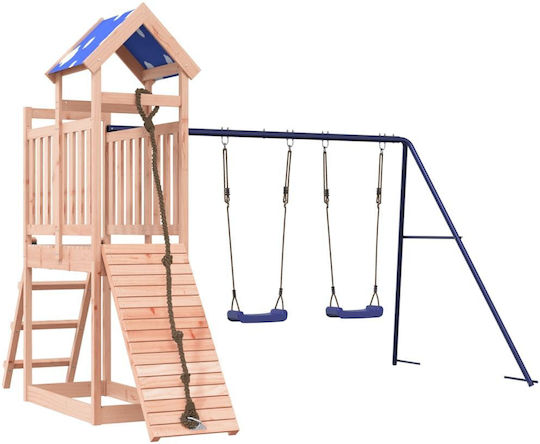 vidaXL Wooden Tower with Climbing Surface 313x248x215cm. Brown
