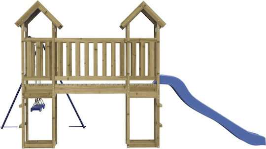 vidaXL Wooden Tower with Climbing Surface 308x406x208cm. Brown