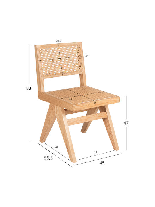 Dining Room Wooden Chair Natural 45x55.5x83cm