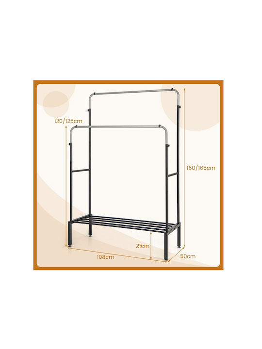 Costway Floor Garment Rack made of Metal Black 108x50x160cm