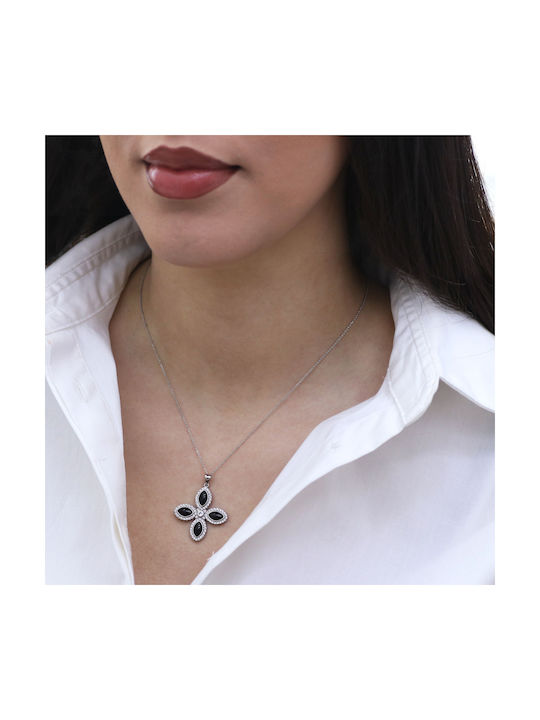 Black Women's Cross from Silver with Chain