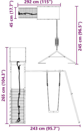 vidaXL Holzturm mit Kletterfläche Braun