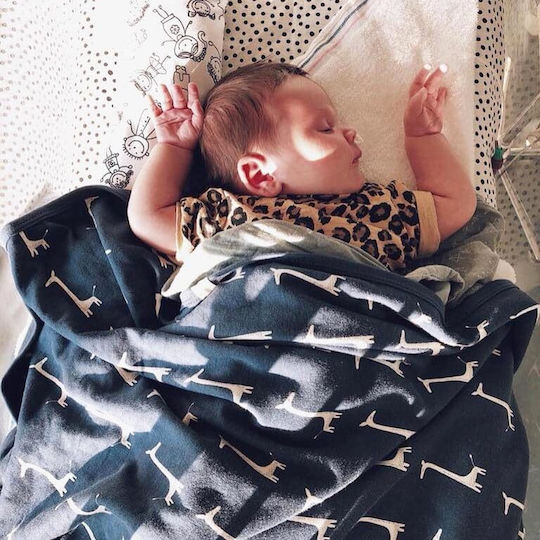 Fresk Blanket Nursery Swaddling Blankets Blue Dino 80x100cm